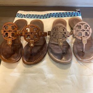 TWO PAIRS TORY BURCH MILLER SANDALS SIZE 5
